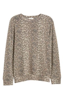 Loveappella Leopard Print Long Sleeve Hacci Knit Top