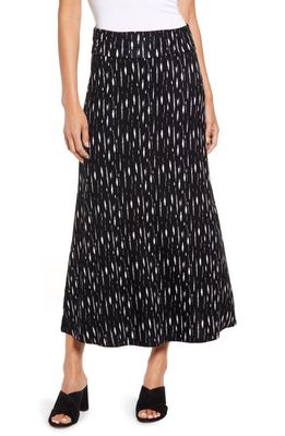 Loveappella Roll Top Print Maxi Skirt in Black/Ivory