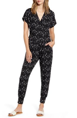 Loveappella Wrap Jumpsuit in Black/Ivory