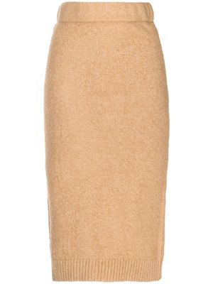 LOVEBIRDS high-waist knitted skirt - Brown