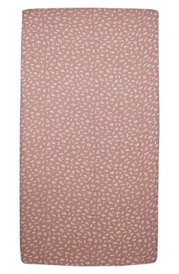 L'Ovedbaby Branch Print Fitted Organic Cotton Crib Sheet in Desert Rose Leaves