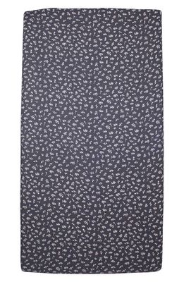 L'Ovedbaby Branch Print Fitted Organic Cotton Crib Sheet in Dusk Leaves