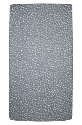 L'Ovedbaby Branch Print Fitted Organic Cotton Crib Sheet in Twilight Leaves