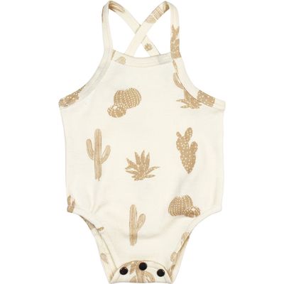 L'Ovedbaby Crisscross Organic Cotton Bodysuit in Buttercream Cactus 