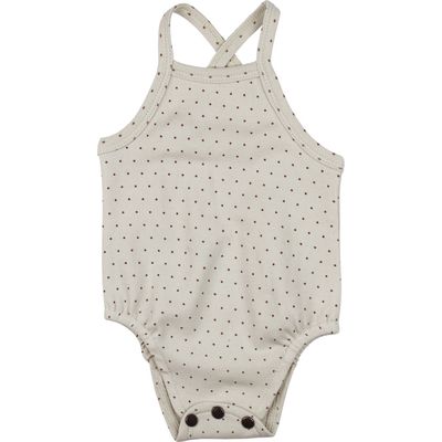 L'Ovedbaby Crisscross Organic Cotton Bodysuit in Stone Dot 