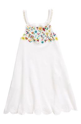 L'Ovedbaby Embroidered Scallop Dress in White Floral