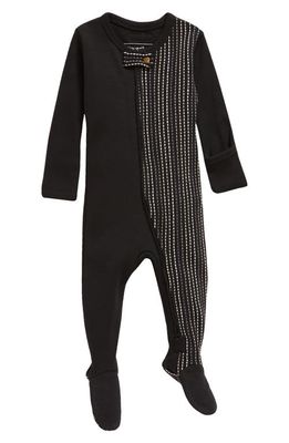L'Ovedbaby Embroidered Zip Footie Pajamas in Black Dash