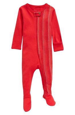 L'Ovedbaby Embroidered Zip Footie Pajamas in Chili Pepper Dash