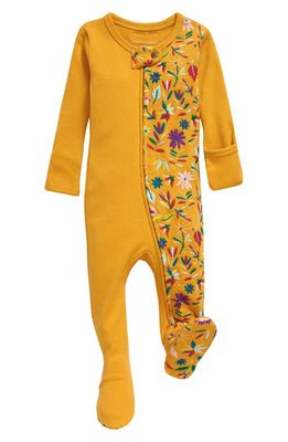 L'Ovedbaby Embroidered Zip Footie Pajamas in Tangerine Floral