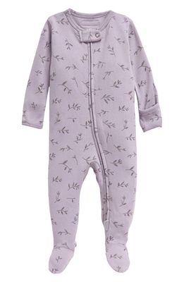 L'Ovedbaby Floral Organic Cotton Footie in Amethyst Flower