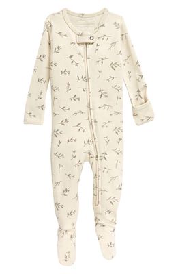 L'Ovedbaby Floral Organic Cotton Footie in Stone Flower