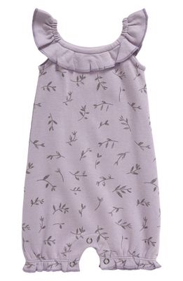 L'Ovedbaby Floral Ruffle Organic Cotton Romper in Amethyst Flower