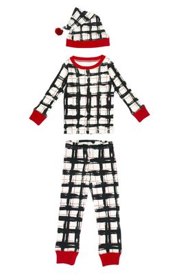 L'Ovedbaby Kids' Holiday Fitted Organic Cotton Two-Piece Pajamas & Cap in Christmas Day Plaid