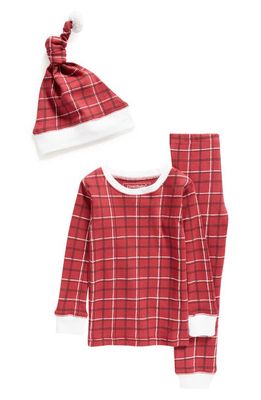 L'Ovedbaby Kids' Holiday Fitted Organic Cotton Two-Piece Pajamas & Cap in Santa Baby