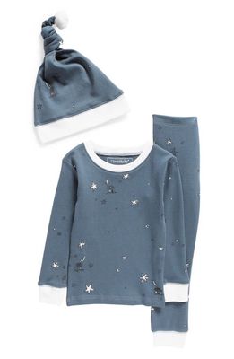 L'Ovedbaby Kids' Holiday Fitted Organic Cotton Two-Piece Pajamas & Cap in Silent Night