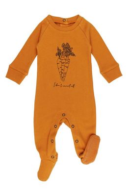 L'Ovedbaby Organic Cotton Graphic Zip Footie in Butternut Carrots 