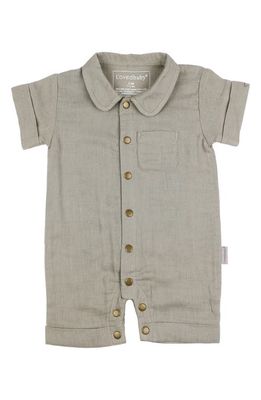 L'Ovedbaby Organic Cotton Muslin Short Sleeve Romper in Fawn
