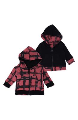 L'Ovedbaby Reversible Zip-Up Organic Cotton Hoodie in Appleberry Plaid