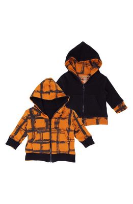 L'Ovedbaby Reversible Zip-Up Organic Cotton Hoodie in Butternut Plaid