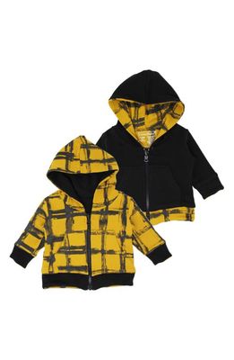 L'Ovedbaby Reversible Zip-Up Organic Cotton Hoodie in Citrine Plaid