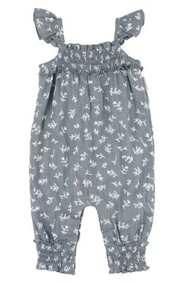 L'Ovedbaby Ruffle Sleeveless Organic Cotton Romper in Twilight Leaves