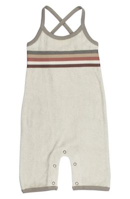 L'Ovedbaby Stripe Appliqué Sleeveless Organic Cotton Terry Overalls in Ivory/Neutrals