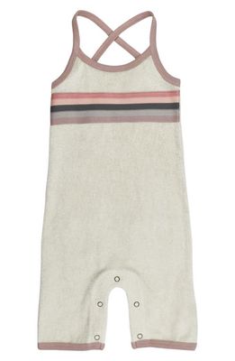L'Ovedbaby Stripe Appliqué Sleeveless Organic Cotton Terry Overalls in Ivory/Pinks