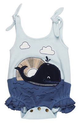 L'Ovedbaby Whale Appliqué Sleeveless Organic Cotton Bodysuit