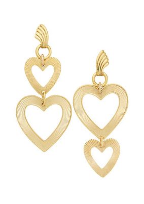 Lover 24K-Gold-Plated Mismatched Heart Drop Earrings