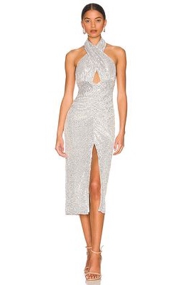 Lovers and Friends Ginger Midi Dress in Metallic Silver