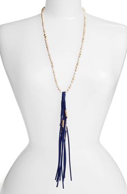 Love's Affect Love's Affect Semiprecious Stone Tassel Necklace in Navy