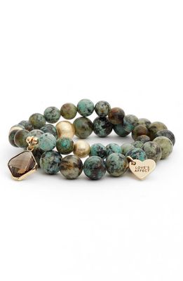 Love's Affect Love's Affect Set of 2 Semiprecious Stone Bracelets in Forest