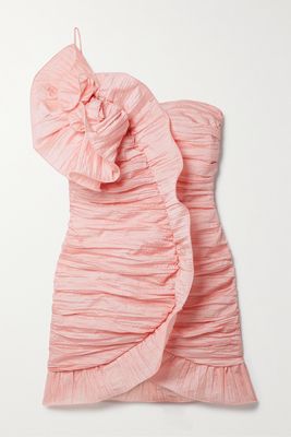 LoveShackFancy - Brenaya One-shoulder Ruffled Taffeta Mini Dress - Pink