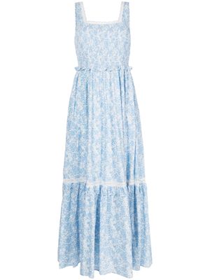 LoveShackFancy Brentlin floral-print cotton dress - Blue