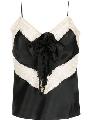 LoveShackFancy Brimsley contrasting-lace silk top - Black