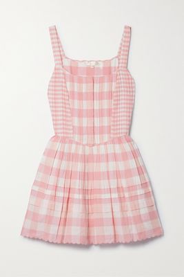 LoveShackFancy - Chennedy Pleated Gingham Cotton Mini Dress - Pink