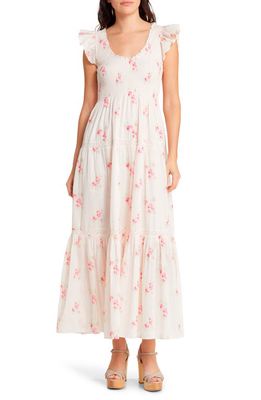 LoveShackFancy Chessie Floral Smocked Cotton Maxi Dress in Berry Moment