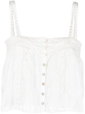 LoveShackFancy crochet-trimmed cropped blouse - White