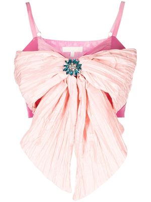 LoveShackFancy cropped bow-detail top - Pink