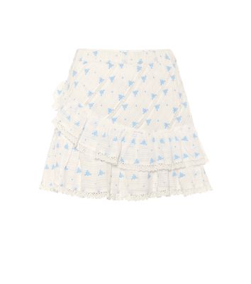 LoveShackFancy Emma floral cotton miniskirt