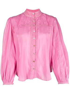 LoveShackFancy floral-embroidered blouse - Pink