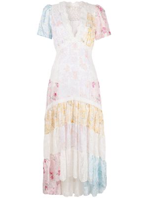 LoveShackFancy floral-lace silk maxi dress - White
