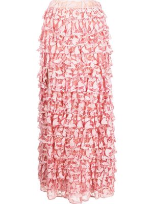 LoveShackFancy high-waisted ruffle skirt - Pink