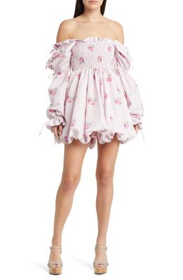 LoveShackFancy Janey Floral Print Long Sleeve Bubble Dress in Berry Moment