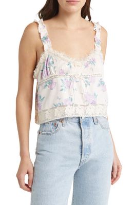 LoveShackFancy Lanzo Floral Lace Inset Camisole in Mauve Rose