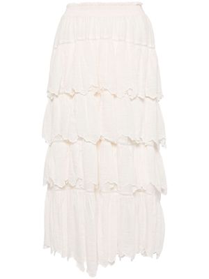 LoveShackFancy layered midi skirt - White