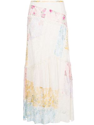 LoveShackFancy Obelia patchwork silk skirt - Multicolour