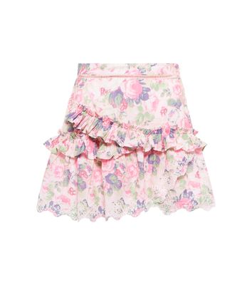 LoveShackFancy Pernille floral cotton miniskirt