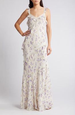 LoveShackFancy Radiance Floral Ruffle Maxi Dress in Dusty Lavender