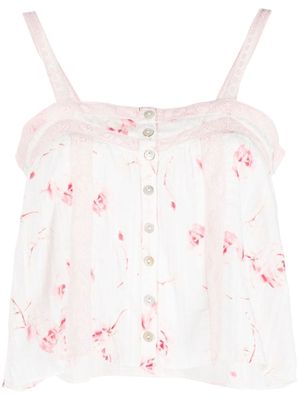 LoveShackFancy rose-print cotton camisole - Pink